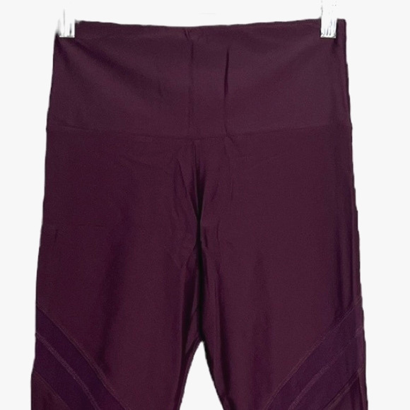 Onzie Flow Pants Womens Medium Large Sporty Legging Burgundy Mesh Inserts Crop - Picture 3 of 7